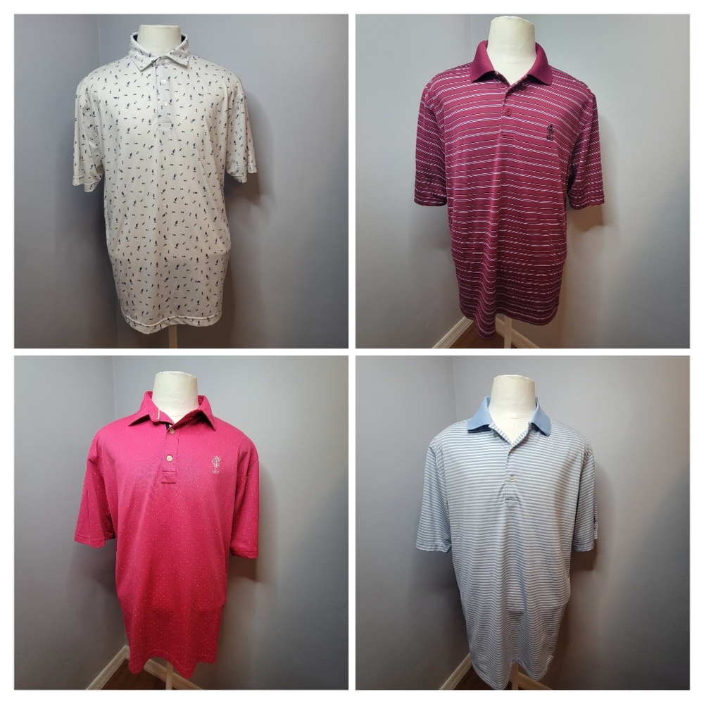 4 Large Golf Polo Shirts North Jersey Golf Club 1895 Men's Short Sleeve Bundle